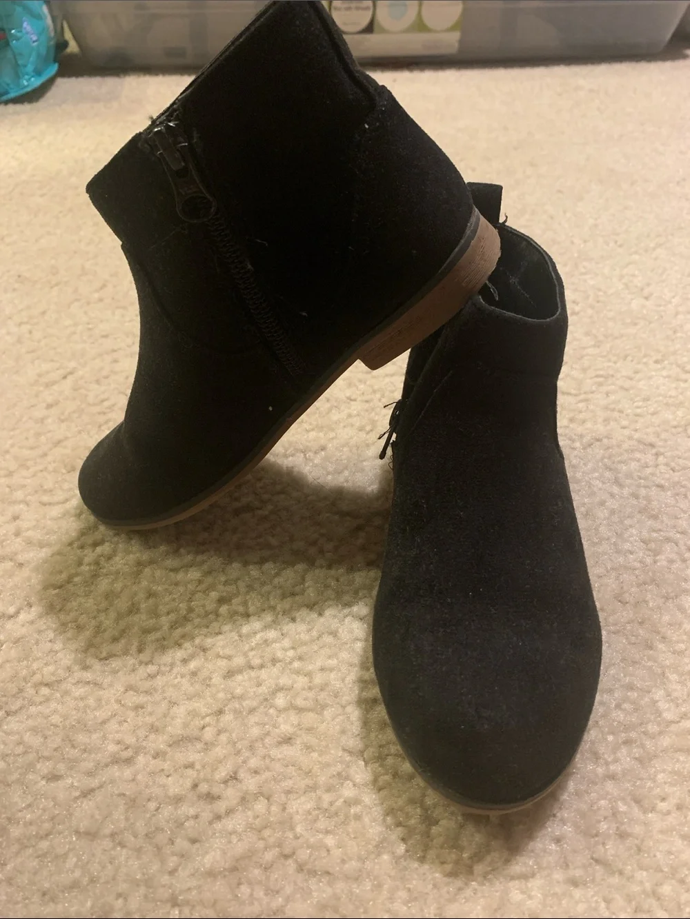Black Suede Girls Ankle Boots